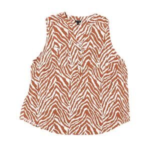 Torrid Women's Plus Size 2 Orange Striped Rayon Blouse V Neck Sleeveless Top